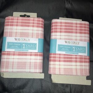 Two 1 yard pcs Waverly Inspirations Quilt Fabric Pink Stripe Check 100% Cotton